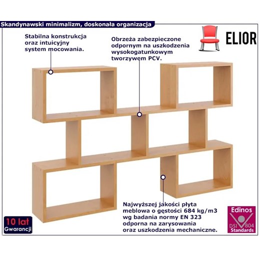 Skandynawska półka ścienna w kolorze olchy - Lana Elior One Size wyprzedaż Edinos.pl
