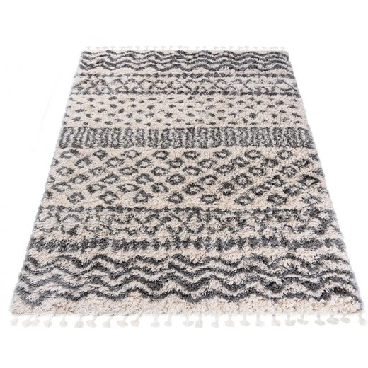 Kremowy dywan włochacz w geometryczny wzór - Nikari 4X ze sklepu Edinos.pl w kategorii Dywany - zdjęcie 173423619