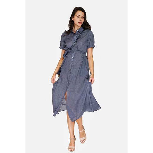 Le Jardin du Lin Lniana sukienka w kolorze granatowym Le Jardin Du Lin 40 okazyjna cena Limango Polska