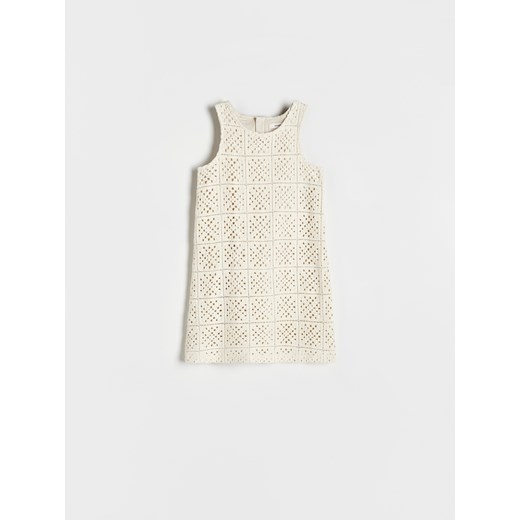 Reserved - Ażurowa sukienka - kremowy ze sklepu Reserved w kategorii Sukienki dziewczęce - zdjęcie 173426395