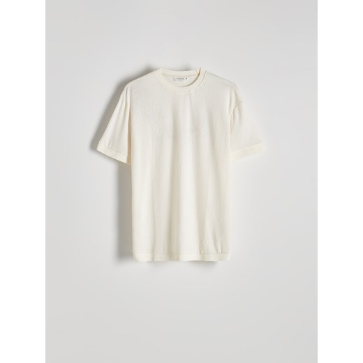 Reserved - Strukturalny t-shirt regular fit - złamana biel Reserved M Reserved