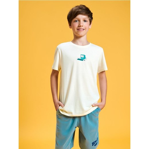 Sinsay - Koszulka z nadrukiem - kremowy ze sklepu Sinsay w kategorii T-shirty chłopięce - zdjęcie 173434975