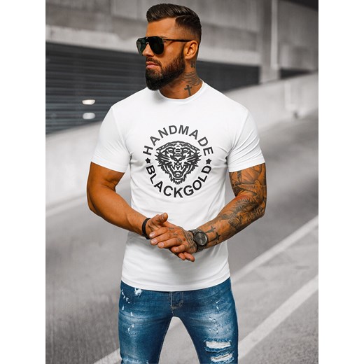 T-shirt męski slim fit biały OZONEE NB/MT3019Z ze sklepu ozonee.pl w kategorii T-shirty męskie - zdjęcie 173440397