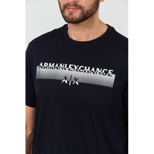 ARMANI EXCHANGE Granatowy t-shirt ze srebrnym logo, Wybierz rozmiar XXL Armani Exchange XXL outfit.pl wyprzedaż