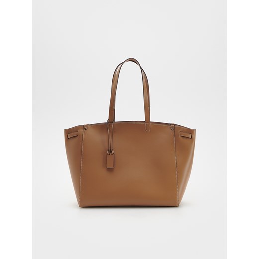Reserved - Torebka z kontrastowym przeszyciem - brązowy ze sklepu Reserved w kategorii Torby Shopper bag - zdjęcie 173442687
