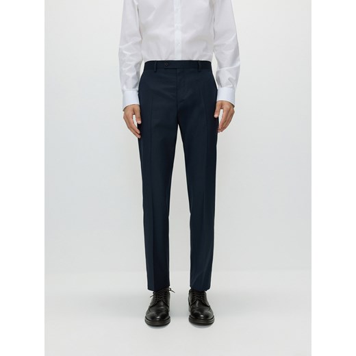 Reserved - Spodnie garniturowe z domieszką wełny - granatowy Reserved 54 Reserved