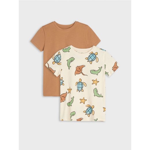 Sinsay - Koszulki 2 pack - kremowy ze sklepu Sinsay w kategorii T-shirty chłopięce - zdjęcie 173443505