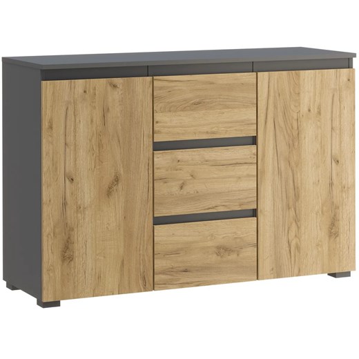 Nowoczesna komoda z szufladami i półkami antracyt + dąb craft 120 cm - Elsinor 4X ze sklepu Edinos.pl w kategorii Komody - zdjęcie 173447365