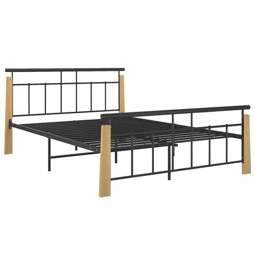 Rustykalne metalowe łóżko czarny + jasny dąb 140x200 cm Z4-Z49 ze sklepu Edinos.pl w kategorii Łóżka i materace - zdjęcie 173447415