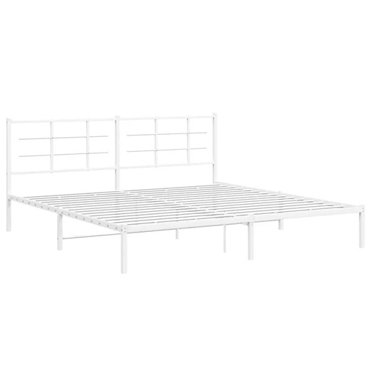 Białe metalowe łóżko małżeńskie 180x200 cm - Laxo ze sklepu Edinos.pl w kategorii Łóżka i materace - zdjęcie 173447419