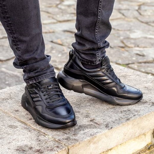 Czarne sneakersy SIMON ze sklepu Domenoshoes w kategorii Buty sportowe męskie - zdjęcie 173450619