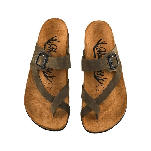 Moosefield Skórzane japonki w kolorze khaki Moosefield 41 Limango Polska promocyjna cena