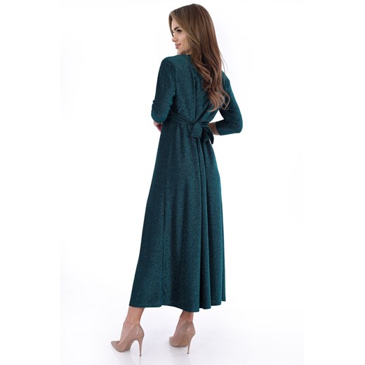 Sukienka zielona Fokus maxi w serek 