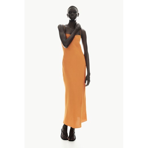 H & M - Satynowa sukienka z odkrytymi plecami - Pomarańczowy H & M XL H&M