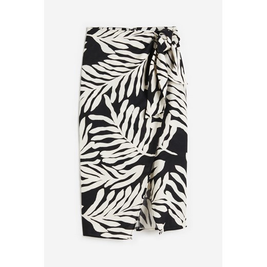 H & M - Kopertowa spódnica z domieszką lnu - Czarny ze sklepu H&M w kategorii Spódnice - zdjęcie 173463497