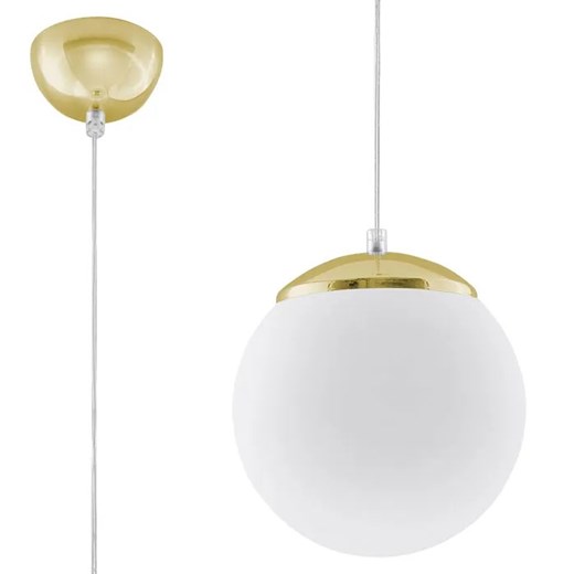 Biało-złota lampa wisząca kula 20 cm E9-R39 ze sklepu Edinos.pl w kategorii Lampy wiszące - zdjęcie 173463868
