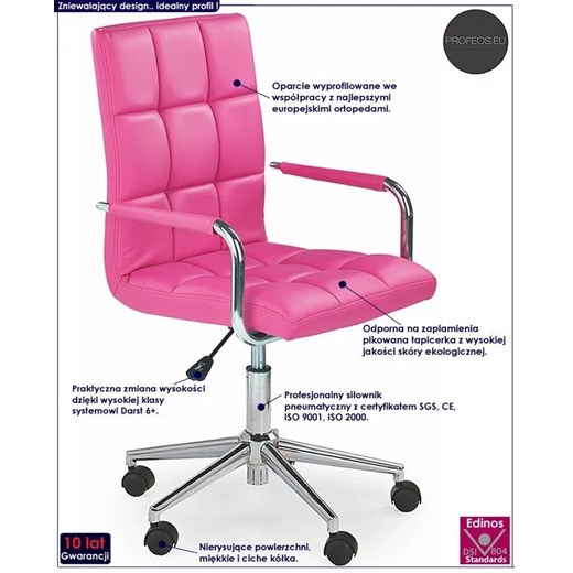 Fotel młodzieżowy do biurka Amber 2X - fioletowy Profeos One Size okazja Edinos.pl
