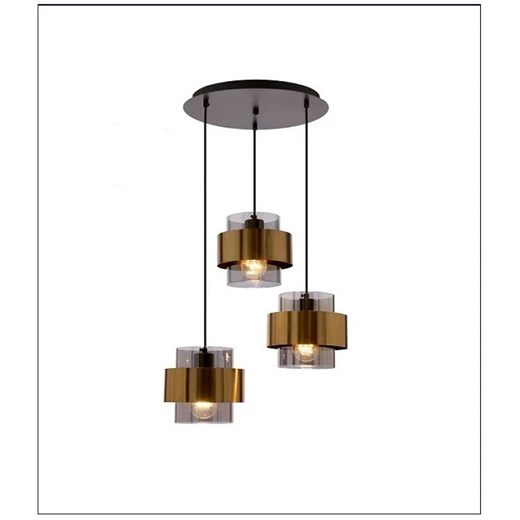 Elegancka lampa wisząca z trzema kloszami w mosiężnych okręgach - V102-Benoti Lumes One Size Edinos.pl