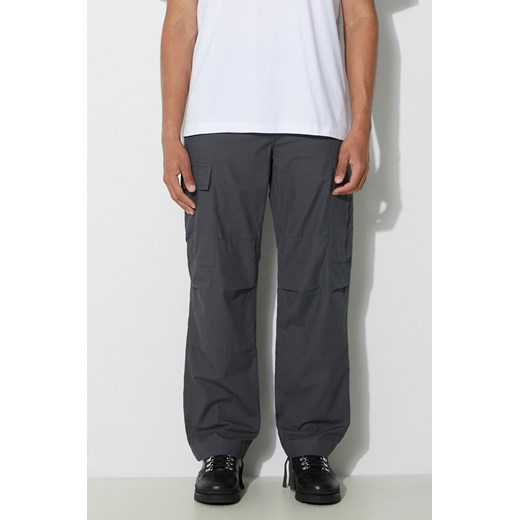 Carhartt WIP spodnie bawełniane Regular Cargo Pant kolor szary w fasonie cargo I032467.8702 ze sklepu PRM w kategorii Spodnie męskie - zdjęcie 173466137
