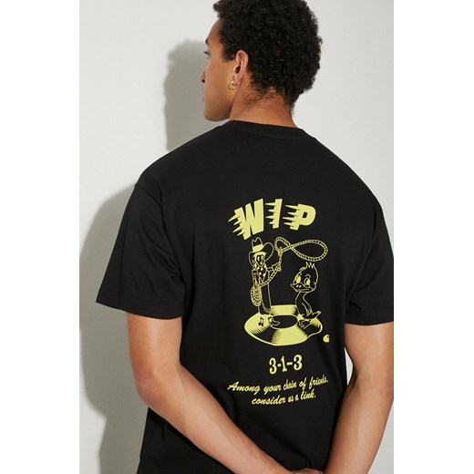 Carhartt WIP t-shirt bawełniany Friendship męski kolor czarny z nadrukiem I033641.1XBXX ze sklepu PRM w kategorii T-shirty męskie - zdjęcie 173466159