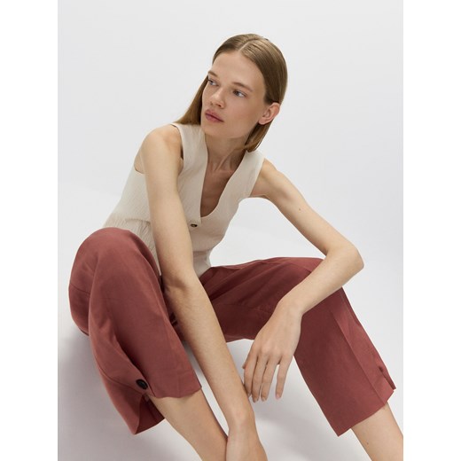 Reserved - Spodnie z lyocellem i lnem - jasnofioletowy ze sklepu Reserved w kategorii Spodnie damskie - zdjęcie 173469625