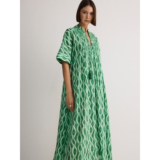Reserved - Bawełniana sukienka - zielony ze sklepu Reserved w kategorii Sukienki - zdjęcie 173469689