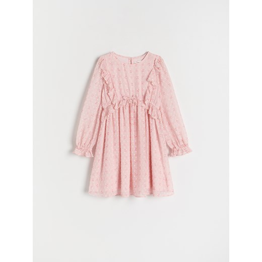 Reserved - Sukienka w kwiaty - pastelowy róż ze sklepu Reserved w kategorii Sukienki dziewczęce - zdjęcie 173470725