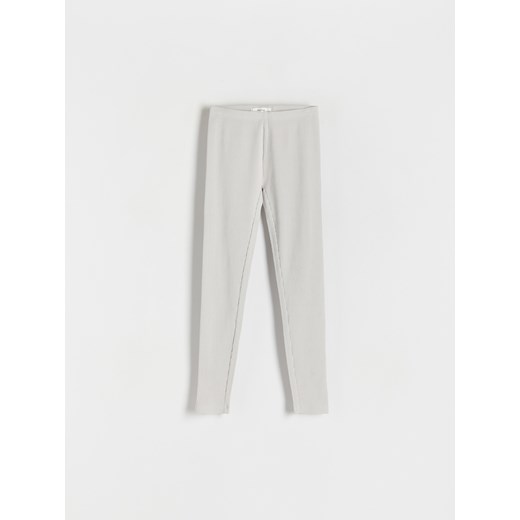 Reserved - Bawełniane legginsy w prążek - jasnoszary ze sklepu Reserved w kategorii Spodnie dziewczęce - zdjęcie 173470779