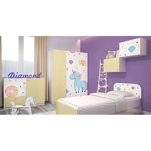 Biało-żółte biurko dla dziewczynki Lili 2X - 3 kolory Elior One Size promocja Edinos.pl