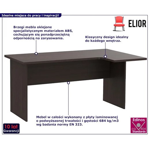 Klasyczne duże biurko narożne wenge - Solvi Elior One Size Edinos.pl okazyjna cena