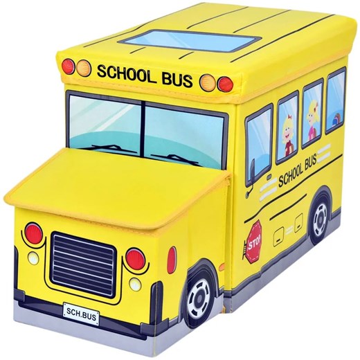 Żółta składana pufa ze schowkiem autobus - Elie 4X ze sklepu Edinos.pl w kategorii Fotele dziecięce - zdjęcie 173476029