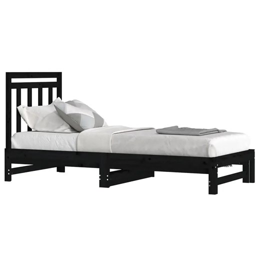Czarne łóżko rozsuwane z drewna 2x(90x200) cm - Mivila ze sklepu Edinos.pl w kategorii Łóżka i materace - zdjęcie 173476265