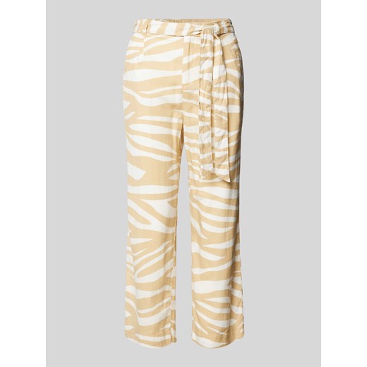 Spodnie lniane z szeroką,skróconą nogawką ze sklepu Peek&Cloppenburg  w kategorii Spodnie damskie - zdjęcie 173478756