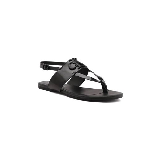 Sandały damskie czarne Calvin Klein z klamrą z tworzywa sztucznego casual na lato 