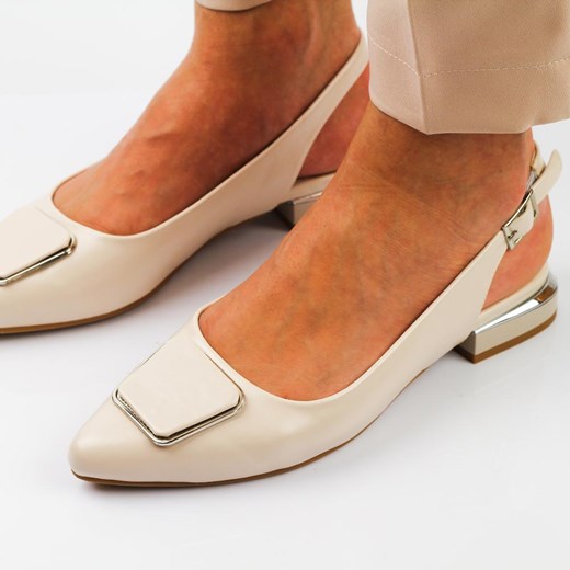 J. Beżowe czółenka damskie na obcasie bez pięty M.Daszyński Sa201-9a 36 suzana.pl