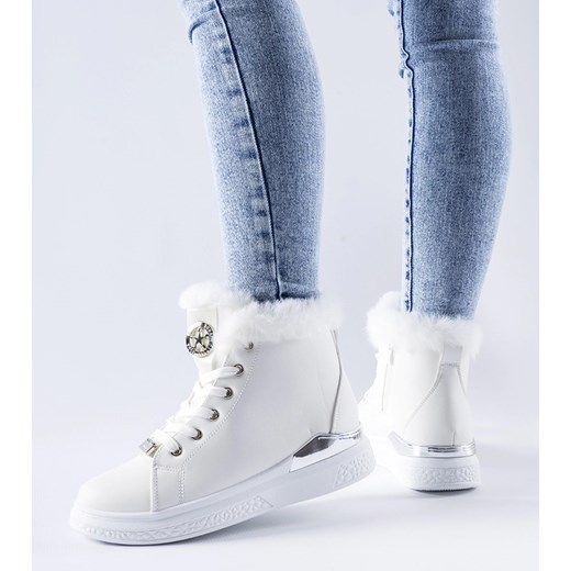 Białe sneakersy z futerkiem Fiemme ze sklepu gemre w kategorii Botki - zdjęcie 173498358
