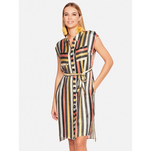 Koszulowa lejąca sukienka midi w paski L'AF Korsika ze sklepu Eye For Fashion w kategorii Sukienki - zdjęcie 173501046