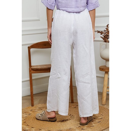 Fleur de Lin Lniane spodnie w kolorze białym Fleur De Lin XXL okazyjna cena Limango Polska
