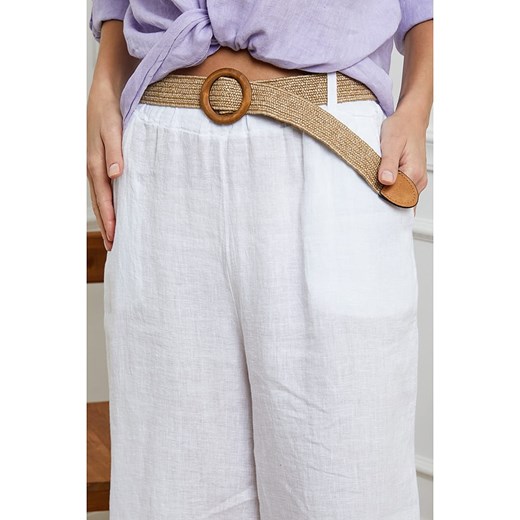 Fleur de Lin Lniane spodnie w kolorze białym Fleur De Lin XL wyprzedaż Limango Polska