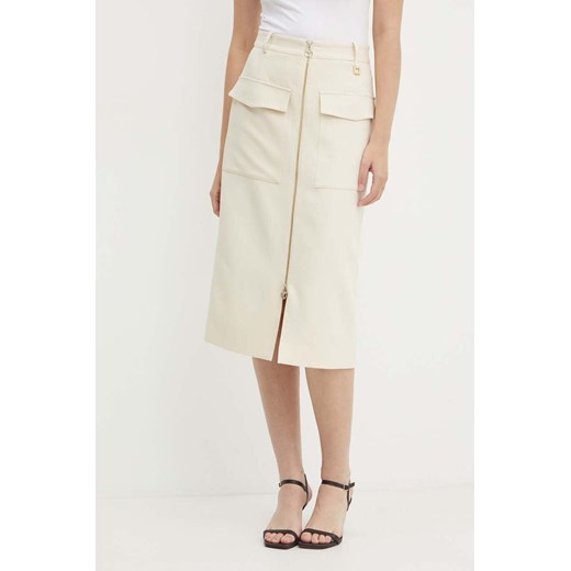 Joop! spódnica kolor beżowy midi prosta 30043075 ze sklepu ANSWEAR.com w kategorii Spódnice - zdjęcie 173506656