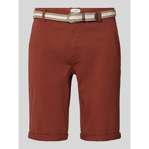 Bermudy o kroju slim fit z paskiem ze sklepu Peek&Cloppenburg  w kategorii Spodenki męskie - zdjęcie 173507198