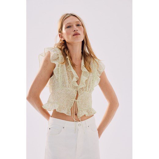 H & M - Bluzka z falbankami - Biały ze sklepu H&M w kategorii Bluzki damskie - zdjęcie 173507298