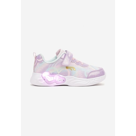 Fioletowe Płaskie Buty Sportowe Sneakersy na Rzep z Metalicznymi Wstawkami Vulagia ze sklepu born2be.pl w kategorii Buty sportowe dziecięce - zdjęcie 173507967