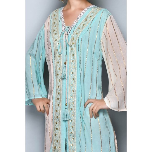 Sukienka H.H.G. mini w serek z długim rękawem w abstrakcyjne wzory 