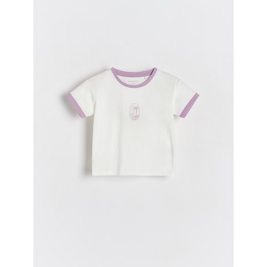 Reserved - Bawełniany t-shirt z nadrukiem - jasnofioletowy ze sklepu Reserved w kategorii Koszulki niemowlęce - zdjęcie 173510737