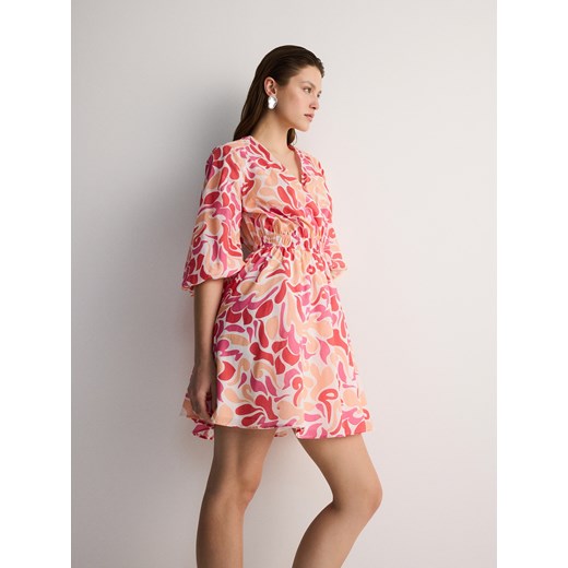 Reserved - Wzorzysta sukienka mini z bawełny - wielobarwny ze sklepu Reserved w kategorii Sukienki - zdjęcie 173511186