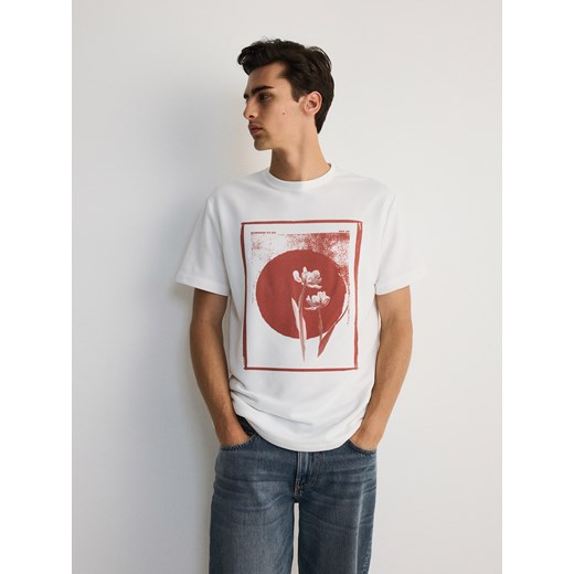 Reserved - T-shirt boxy z nadrukiem - złamana biel ze sklepu Reserved w kategorii T-shirty męskie - zdjęcie 173511287