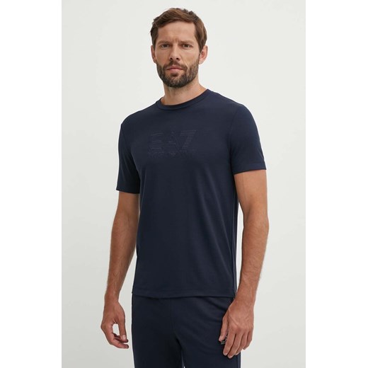 EA7 Emporio Armani t-shirt męski kolor granatowy z aplikacją PJUJZ.6DPT71 ze sklepu ANSWEAR.com w kategorii T-shirty męskie - zdjęcie 173513138