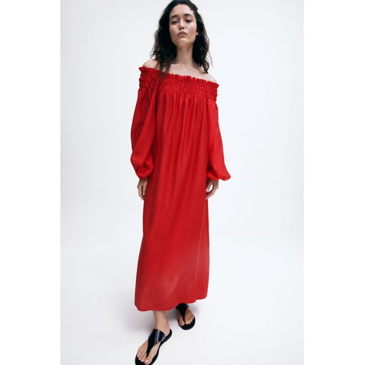 H & M - Sukienka oversize z odkrytymi ramionami - Czerwony H & M L H&M