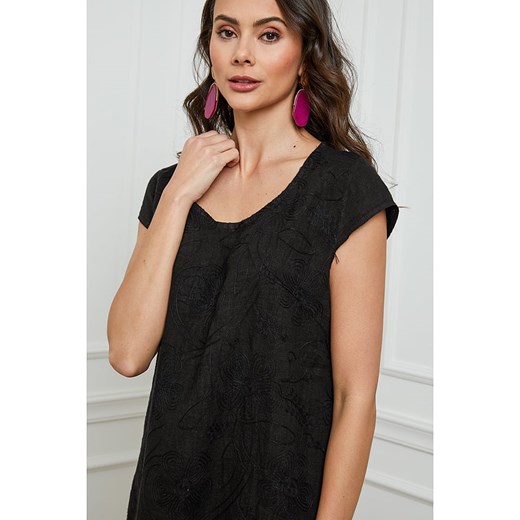 Fleur de Lin Lniana sukienka w kolorze czarnym Fleur De Lin M okazyjna cena Limango Polska